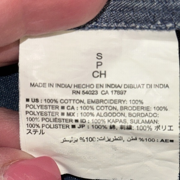 Old Navy Lightweight Cotton Denim Shift Dress Embroidered w/Scalloped Hem EUC S - Picture 8 of 8